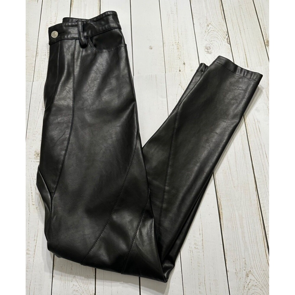 Mistress Rocks Womans Black‎ Faux Leather Moto Pants Size Small Rock Biker